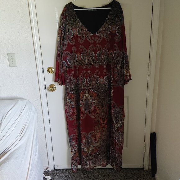 Avon Signature Collection Midi Dress Maroon Paisley Print - Picture 1 of 6